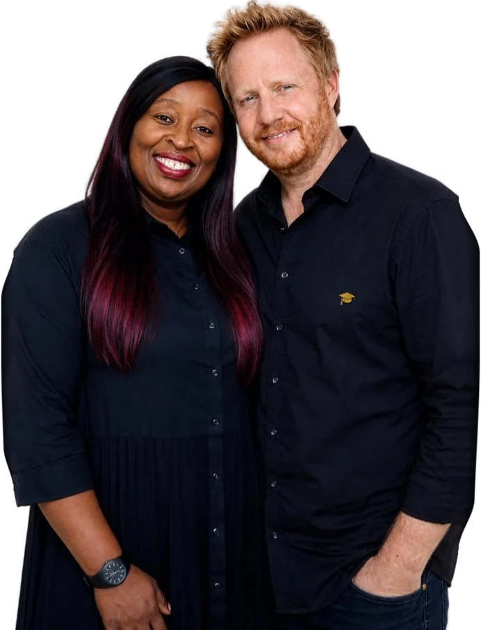 Teacher Khethiwe and Rupert on campus